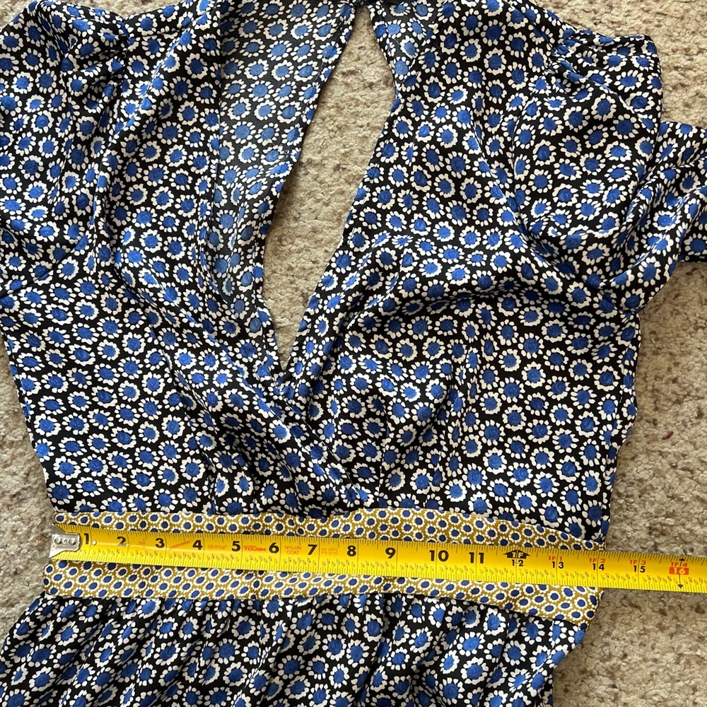 ZARA GEOMETRIC PRINT  Long Sleeves V Neck Open Back Scarf JUMPSUIT Lightweight M - Picture 5 of 11